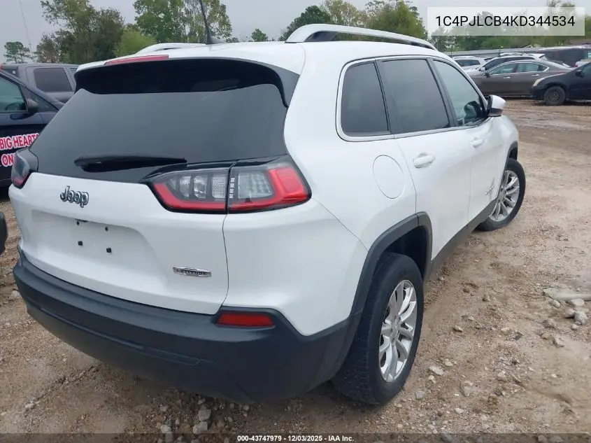 1C4PJLCB4KD344534 2019 Jeep Cherokee Latitude Fwd