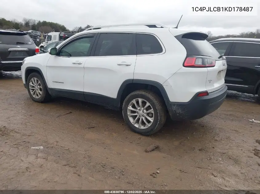 1C4PJLCB1KD178487 2019 Jeep Cherokee Latitude Fwd