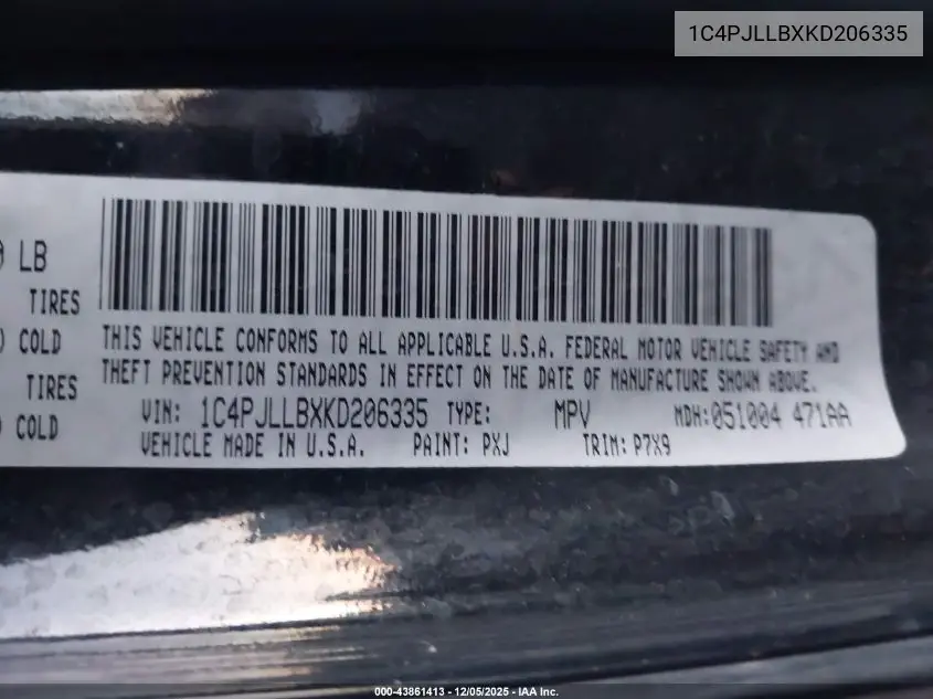 1C4PJLLBXKD206335 2019 Jeep Cherokee Latitude Plus Fwd