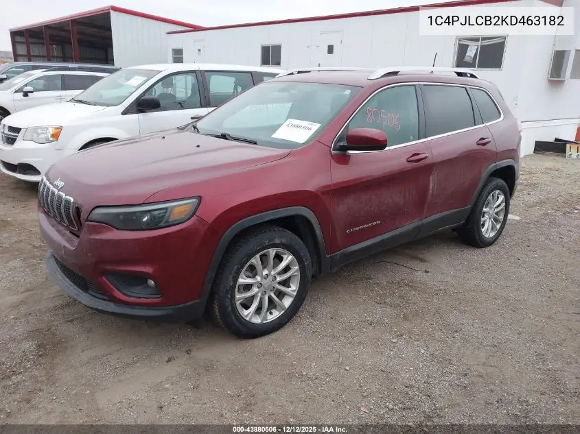 1C4PJLCB2KD463182 2019 Jeep Cherokee Latitude Fwd