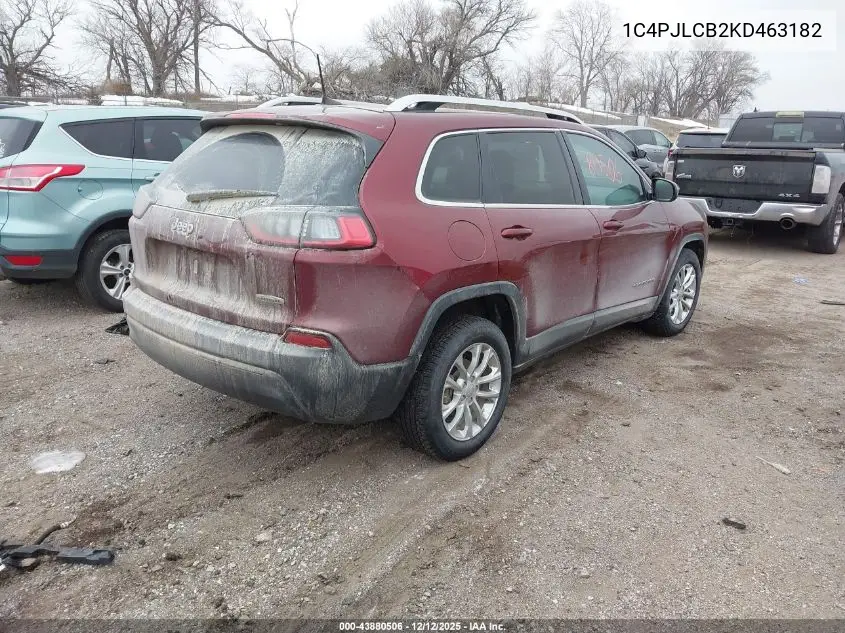 1C4PJLCB2KD463182 2019 Jeep Cherokee Latitude Fwd