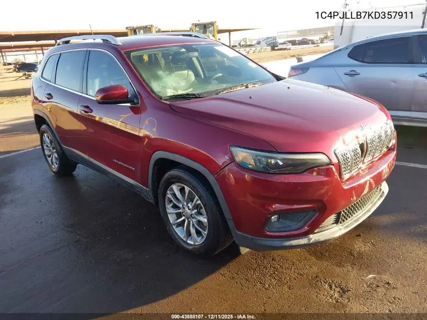 1C4PJLLB7KD357911 2019 Jeep Cherokee Latitude Plus Fwd