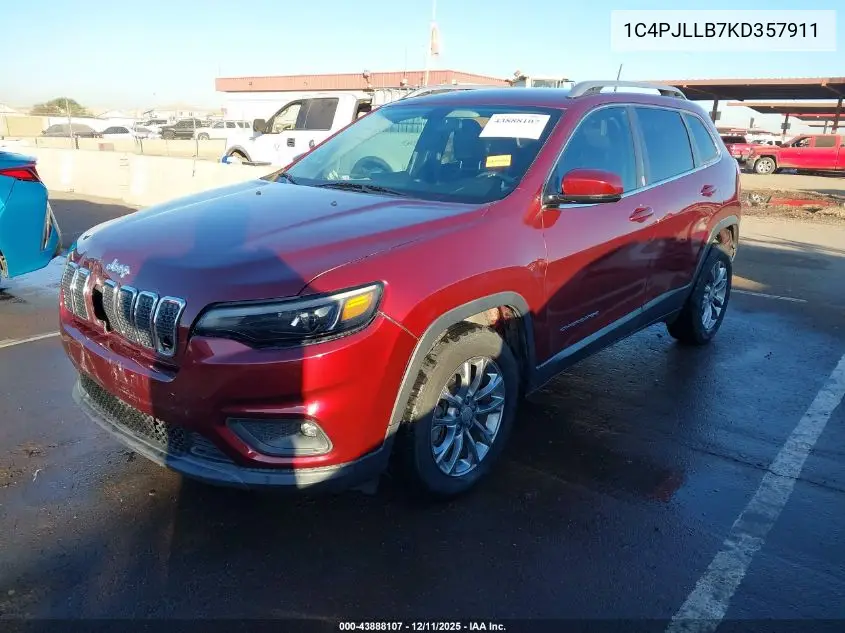 1C4PJLLB7KD357911 2019 Jeep Cherokee Latitude Plus Fwd