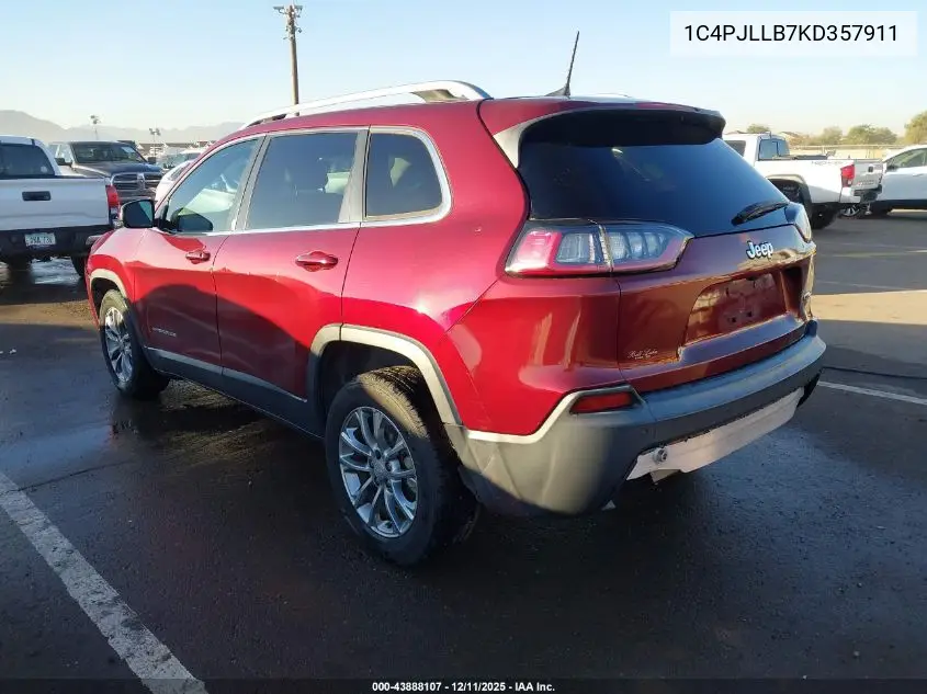1C4PJLLB7KD357911 2019 Jeep Cherokee Latitude Plus Fwd