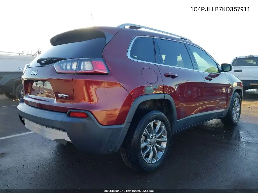 1C4PJLLB7KD357911 2019 Jeep Cherokee Latitude Plus Fwd