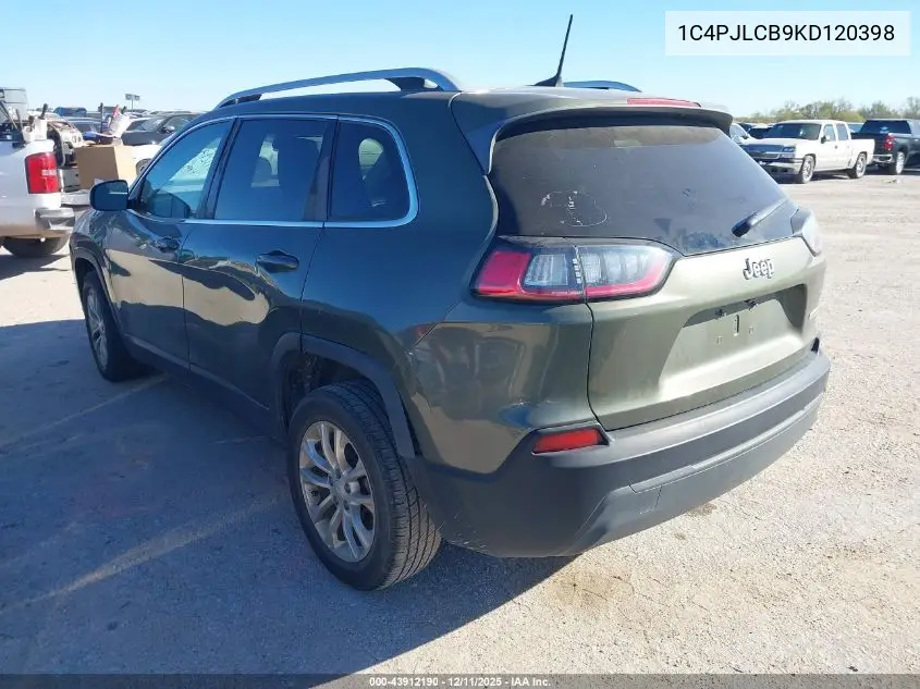 1C4PJLCB9KD120398 2019 Jeep Cherokee Latitude Fwd