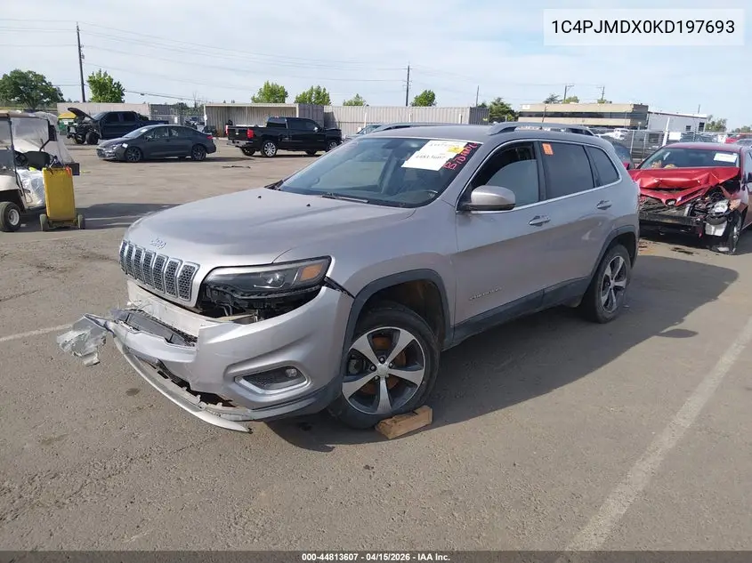 1C4PJMDX0KD197693 2019 Jeep Cherokee Limited 4X4