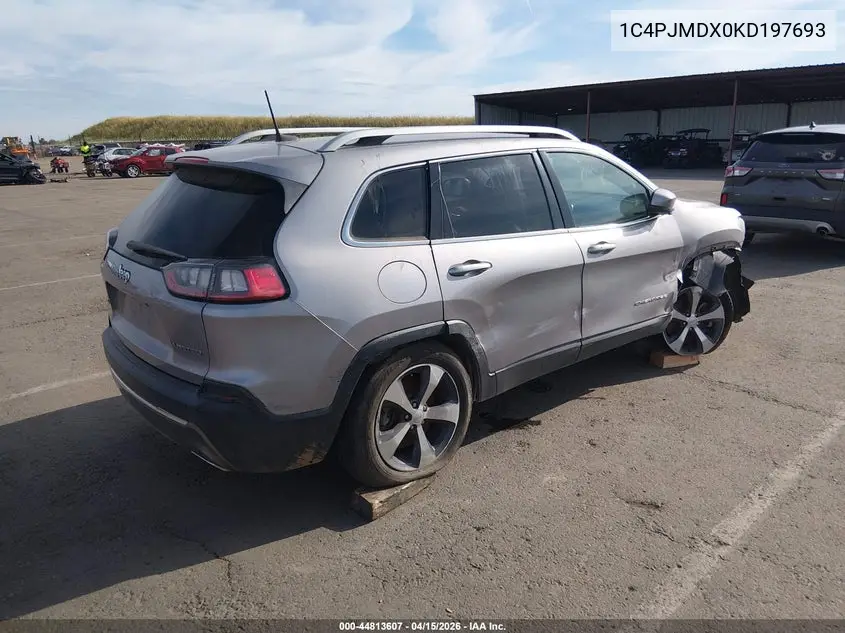1C4PJMDX0KD197693 2019 Jeep Cherokee Limited 4X4