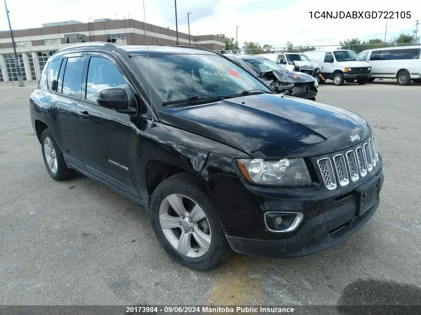 2016 Jeep Compass High Altitude VIN: 1C4NJDABXGD722105 Lot: 20173984