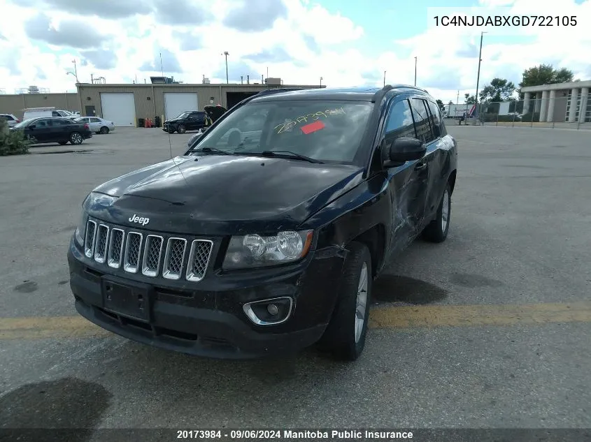 2016 Jeep Compass High Altitude VIN: 1C4NJDABXGD722105 Lot: 20173984