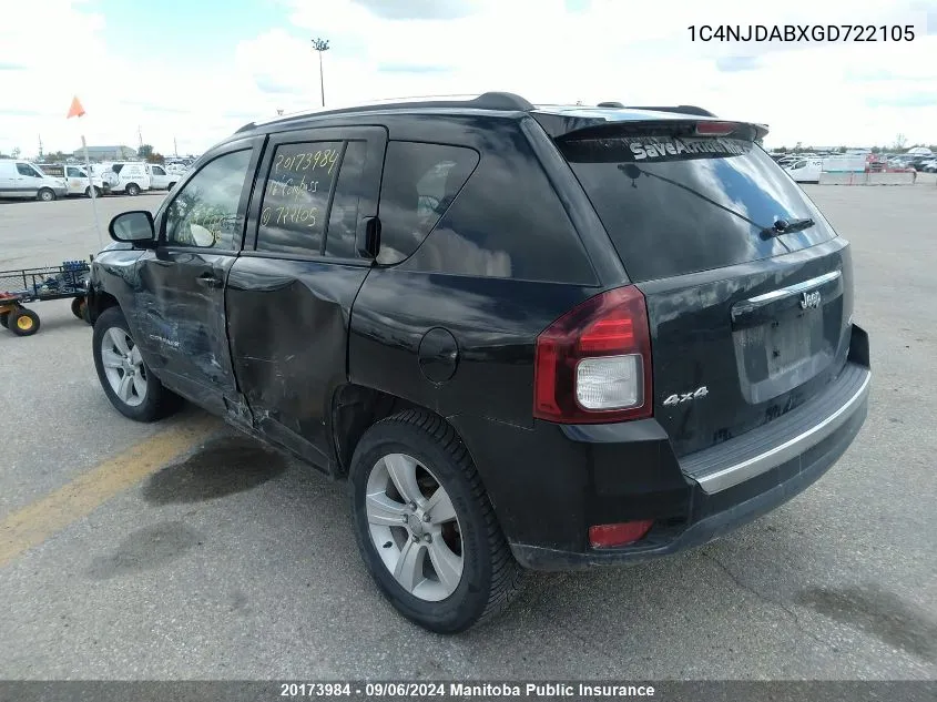 2016 Jeep Compass High Altitude VIN: 1C4NJDABXGD722105 Lot: 20173984