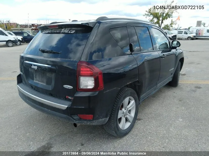 2016 Jeep Compass High Altitude VIN: 1C4NJDABXGD722105 Lot: 20173984