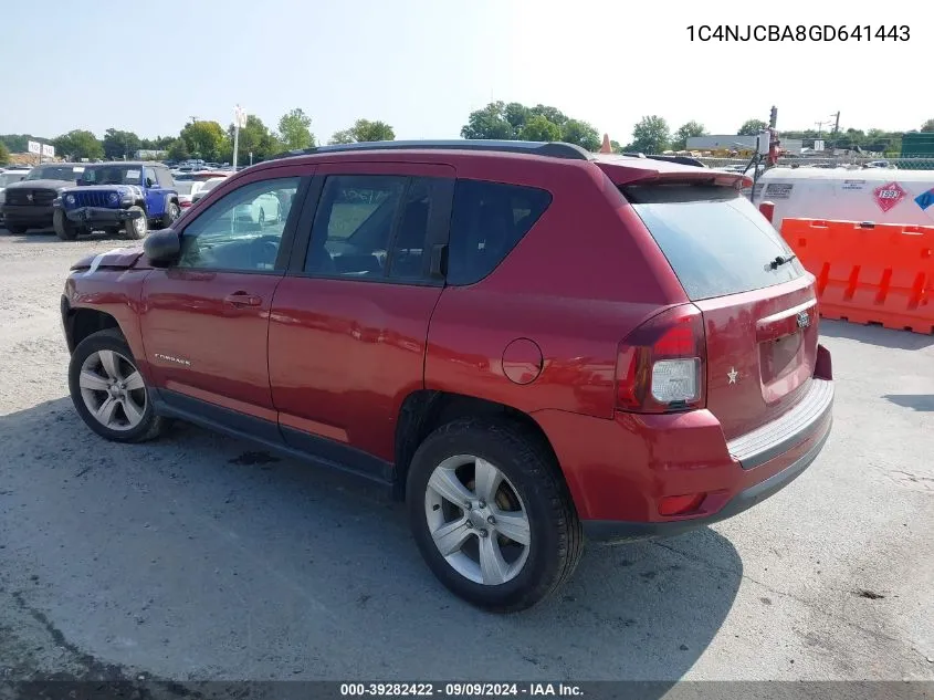 2016 Jeep Compass Sport VIN: 1C4NJCBA8GD641443 Lot: 39282422