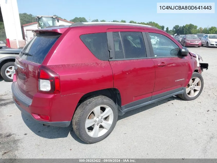 2016 Jeep Compass Sport VIN: 1C4NJCBA8GD641443 Lot: 39282422