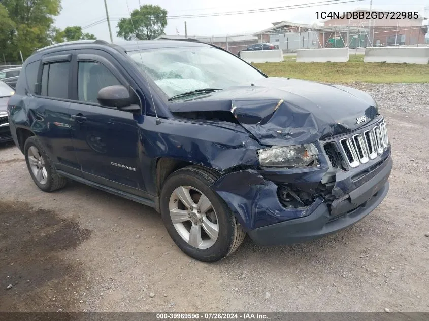 2016 Jeep Compass Sport VIN: 1C4NJDBB2GD722985 Lot: 39969596