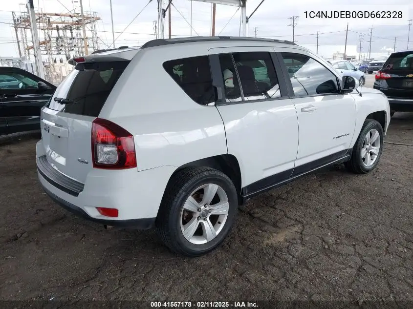 2016 Jeep Compass Latitude VIN: 1C4NJDEB0GD662328 Lot: 41557178