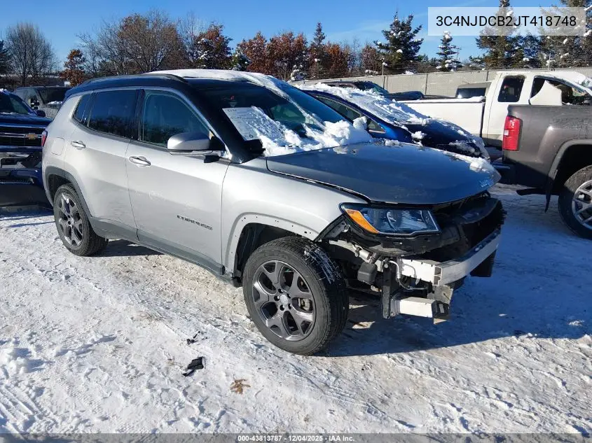 3C4NJDCB2JT418748 2018 Jeep Compass Limited 4X4