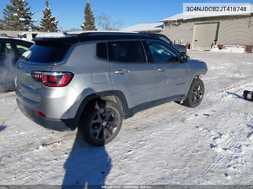 3C4NJDCB2JT418748 2018 Jeep Compass Limited 4X4