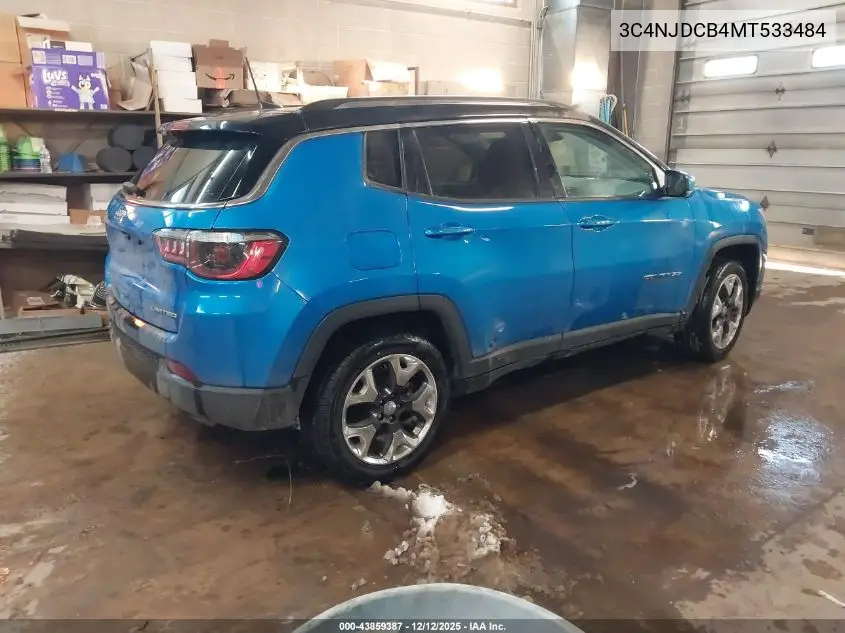 3C4NJDCB4MT533484 2021 Jeep Compass Limited 4X4