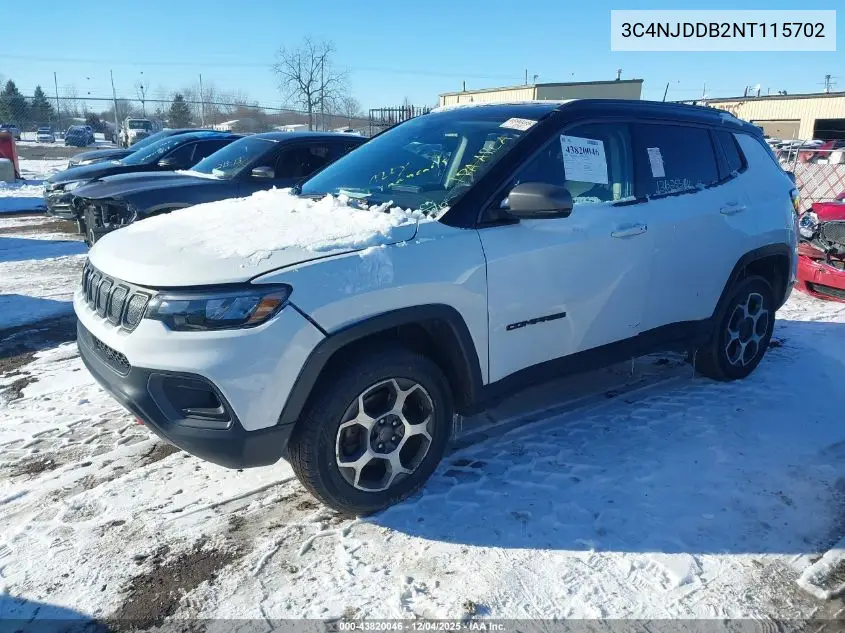 3C4NJDDB2NT115702 2022 Jeep Compass Trailhawk 4X4