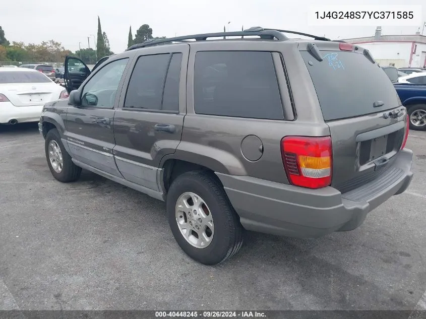 2000 Jeep Grand Cherokee Laredo VIN: 1J4G248S7YC371585 Lot: 40448245