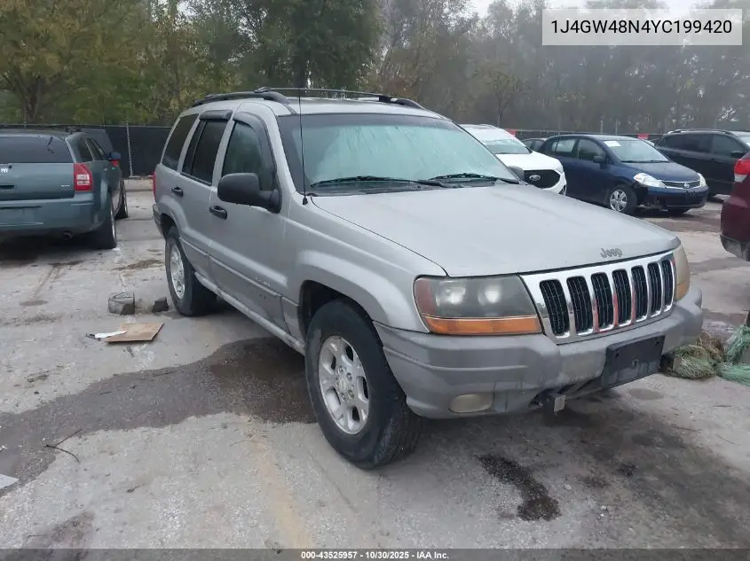 1J4GW48N4YC199420 2000 Jeep Grand Cherokee Laredo