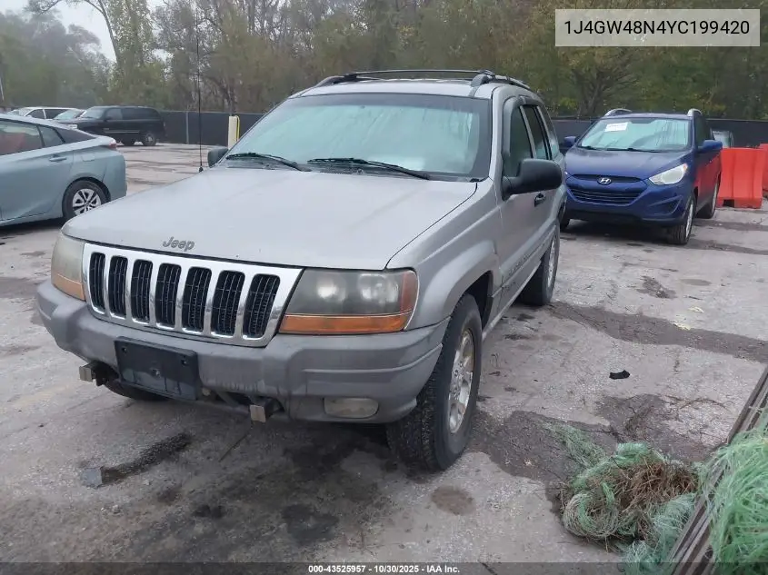 1J4GW48N4YC199420 2000 Jeep Grand Cherokee Laredo