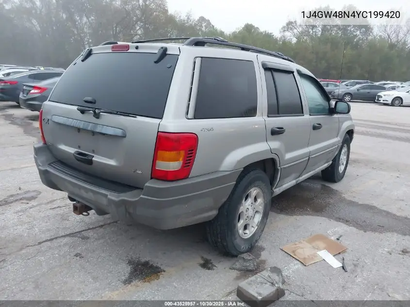 1J4GW48N4YC199420 2000 Jeep Grand Cherokee Laredo