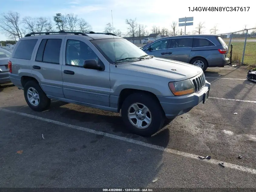 1J4GW48N8YC347617 2000 Jeep Grand Cherokee Laredo