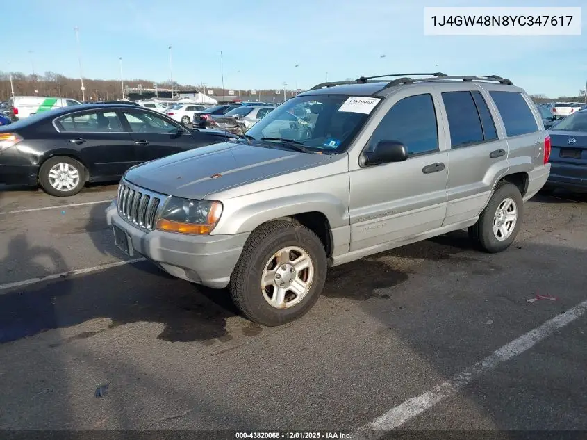 1J4GW48N8YC347617 2000 Jeep Grand Cherokee Laredo