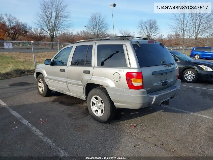 1J4GW48N8YC347617 2000 Jeep Grand Cherokee Laredo