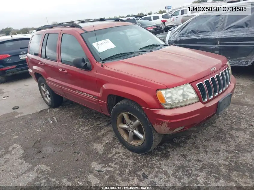 1J4GX58S81C734585 2001 Jeep Grand Cherokee Limited