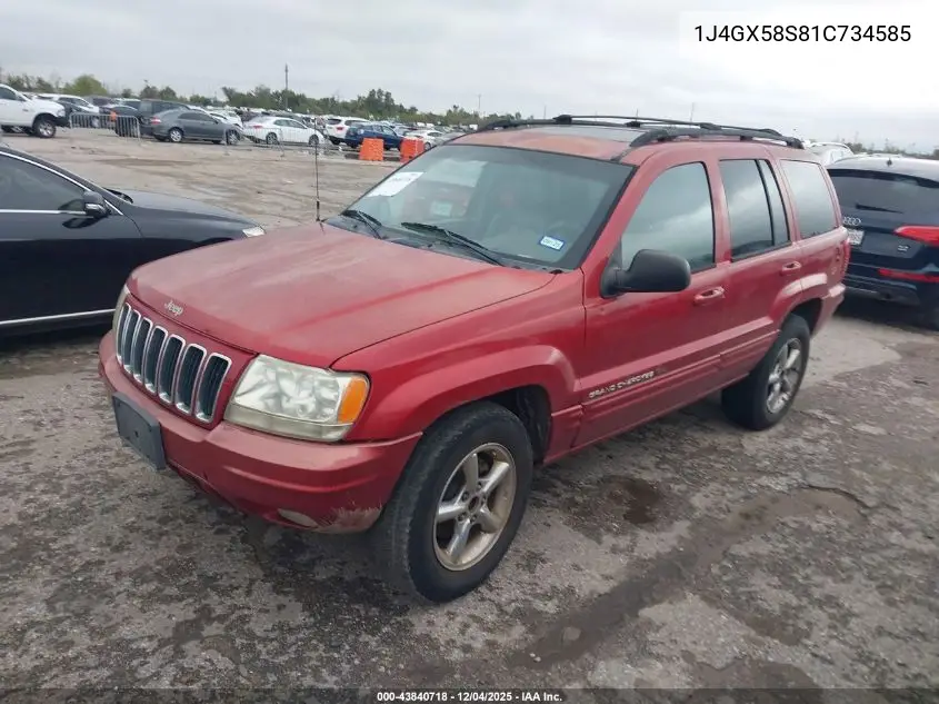 1J4GX58S81C734585 2001 Jeep Grand Cherokee Limited