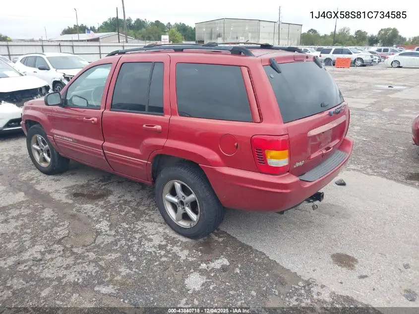 1J4GX58S81C734585 2001 Jeep Grand Cherokee Limited