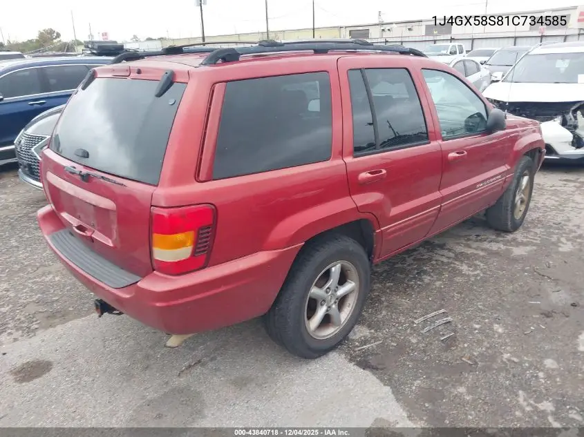 1J4GX58S81C734585 2001 Jeep Grand Cherokee Limited