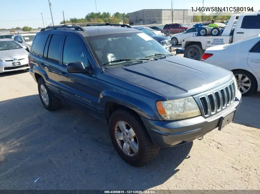1J4GW58N41C580194 2001 Jeep Grand Cherokee Limited