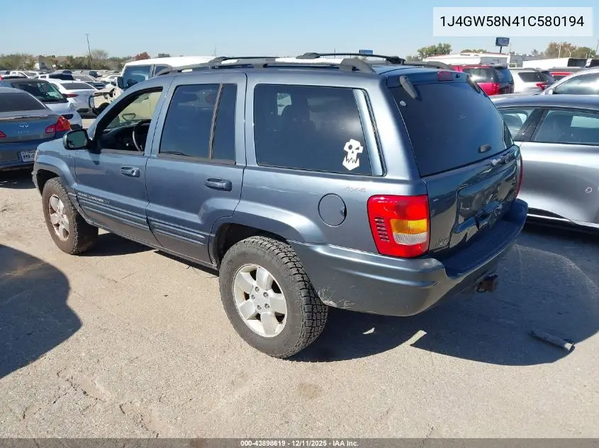 1J4GW58N41C580194 2001 Jeep Grand Cherokee Limited