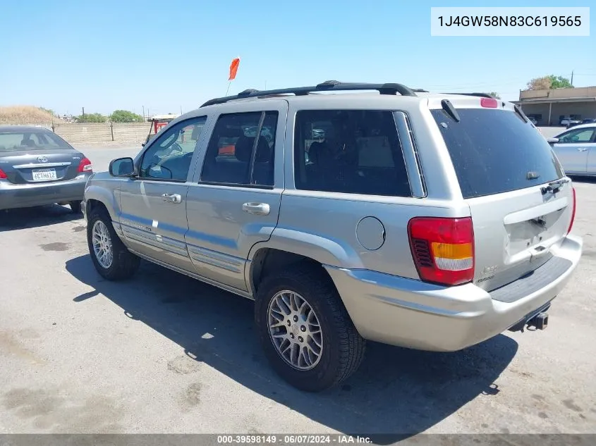 2003 Jeep Grand Cherokee Limited VIN: 1J4GW58N83C619565 Lot: 39598149