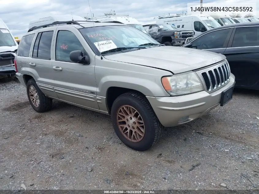 1J4GW58N43C585592 2003 Jeep Grand Cherokee Limited