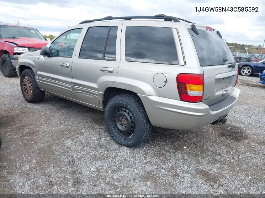 1J4GW58N43C585592 2003 Jeep Grand Cherokee Limited