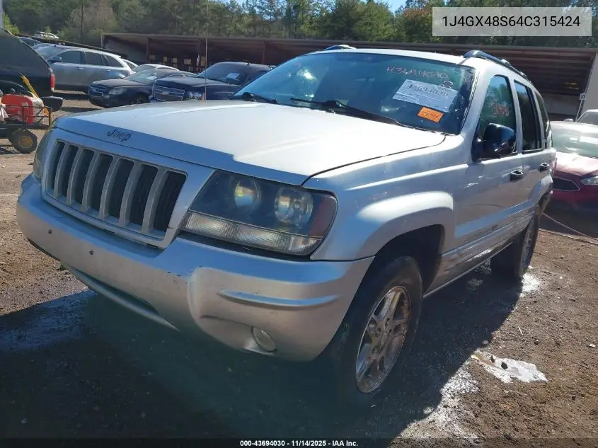 1J4GX48S64C315424 2004 Jeep Grand Cherokee Laredo