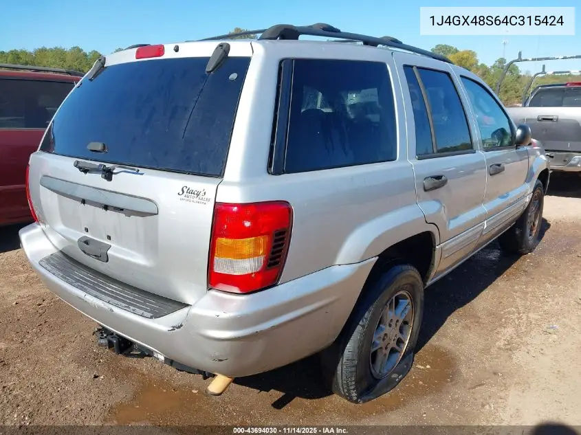 1J4GX48S64C315424 2004 Jeep Grand Cherokee Laredo