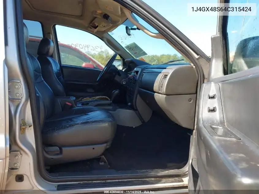 1J4GX48S64C315424 2004 Jeep Grand Cherokee Laredo