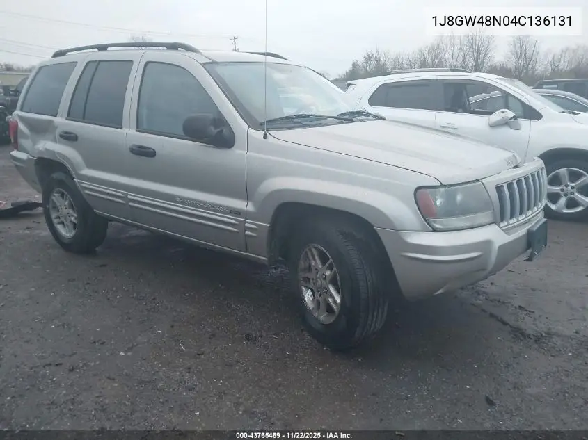 1J8GW48N04C136131 2004 Jeep Grand Cherokee Laredo