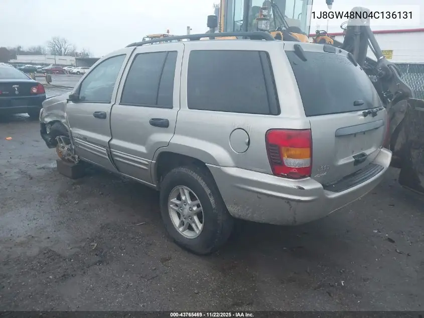 1J8GW48N04C136131 2004 Jeep Grand Cherokee Laredo
