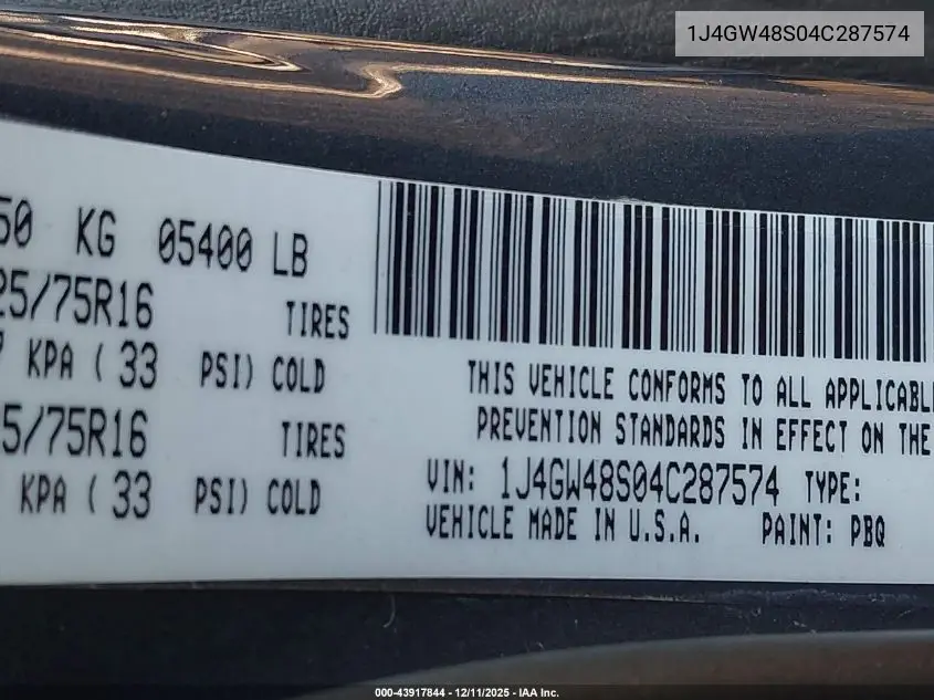1J4GW48S04C287574 2004 Jeep Grand Cherokee Laredo