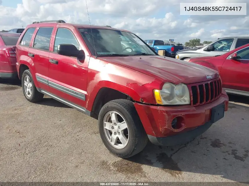 1J4GS48K55C724417 2005 Jeep Grand Cherokee Laredo