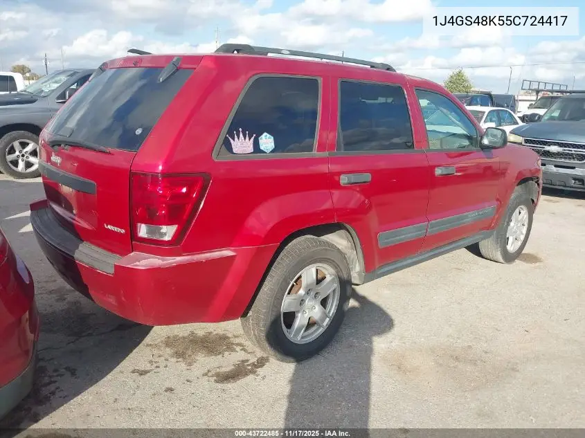 1J4GS48K55C724417 2005 Jeep Grand Cherokee Laredo