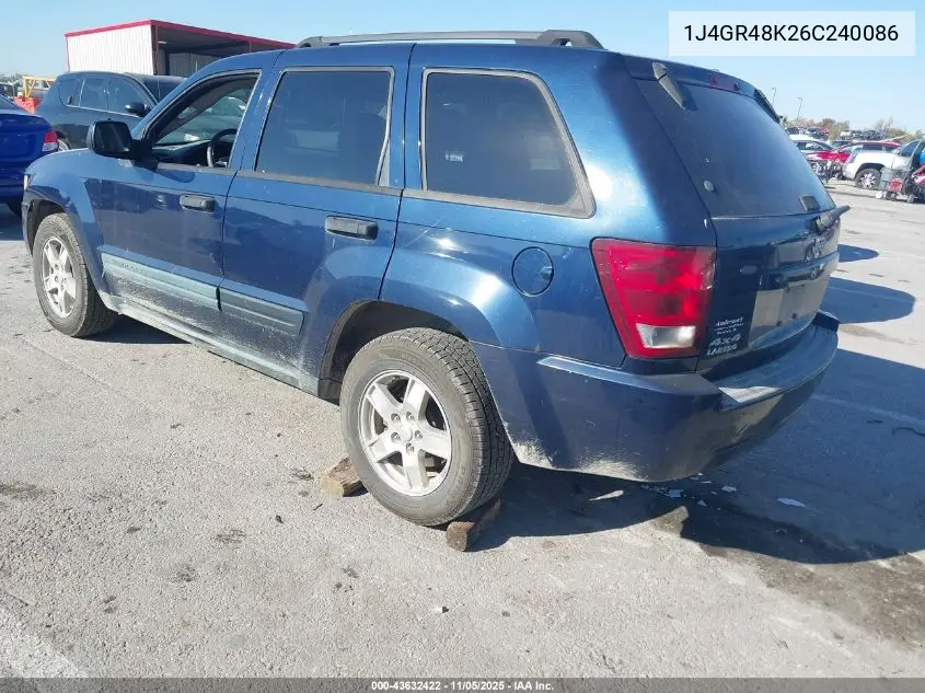 1J4GR48K26C240086 2006 Jeep Grand Cherokee Laredo