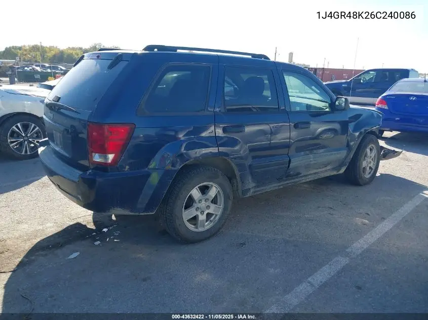1J4GR48K26C240086 2006 Jeep Grand Cherokee Laredo